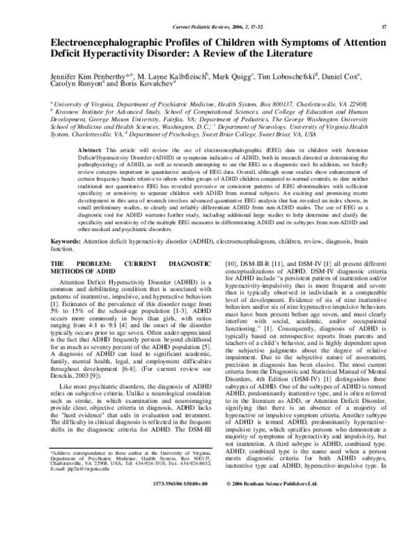 (PDF) Electroencephalographic Profiles of Children with Symptoms of ...