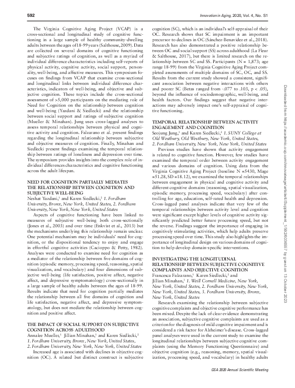 (PDF) The Impact of Social Support on Subjective Cognition Across Adulthood