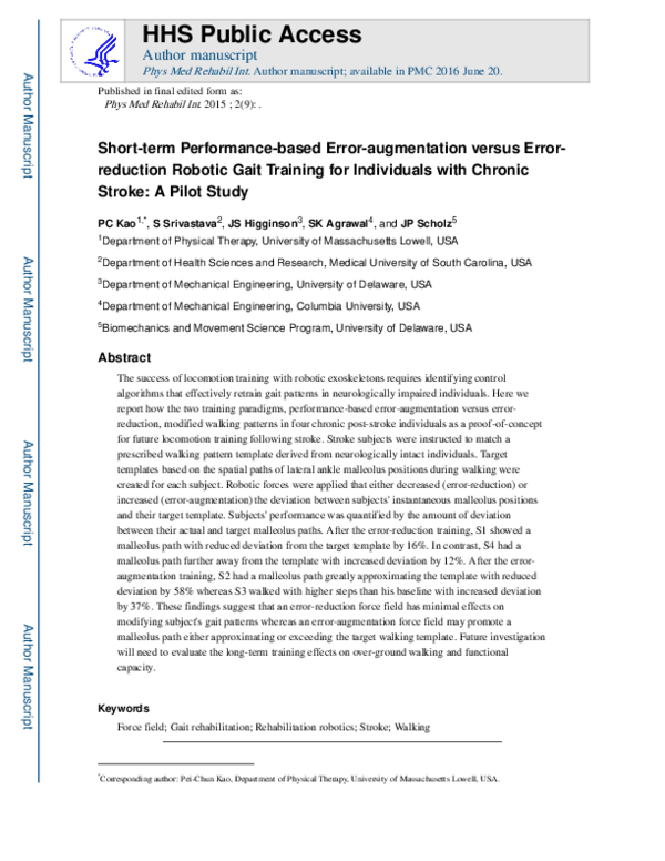 (PDF) Short-term Performance-based Error-augmentation versus Error ...