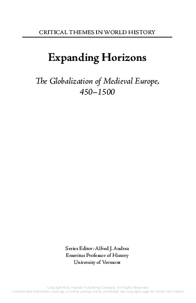 (PDF) Expanding Horizons: The Globalization of Medieval Europe, 450-1500