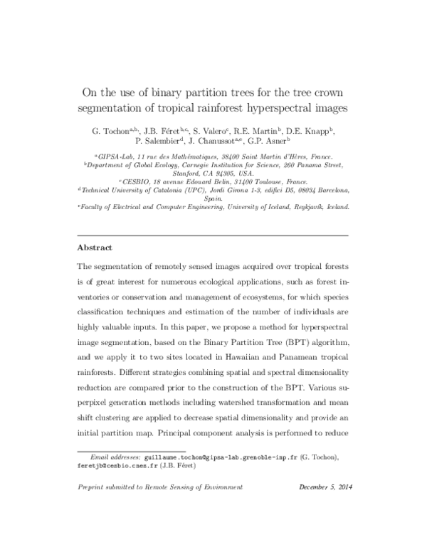 (PDF) On the use of binary partition trees for the tree crown ...