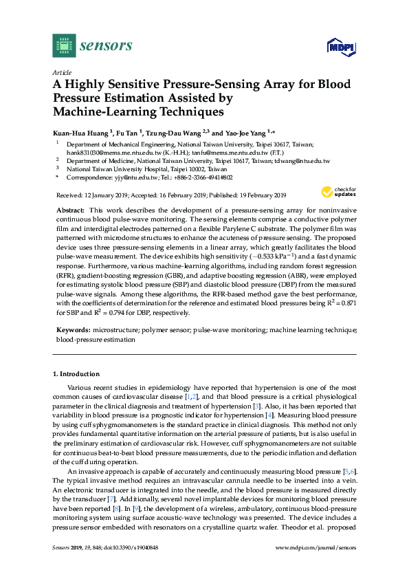 (PDF) A Highly Sensitive Pressure-Sensing Array for Blood Pressure ... image.