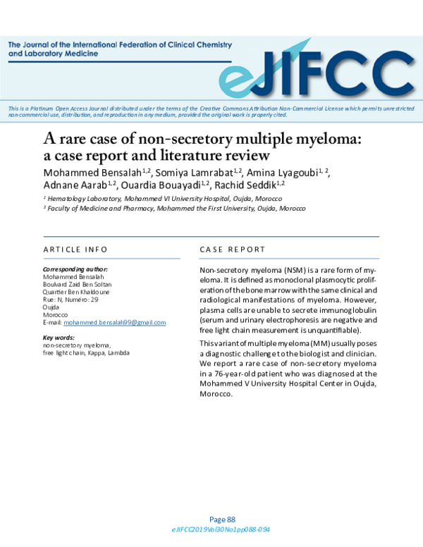 (PDF) A Rare Case of Non-Secretory Multiple Myeloma: A Case Report and ...