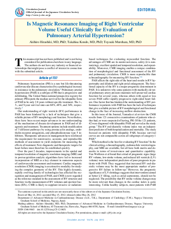 (PDF) Is Magnetic Resonance Imaging of Right Ventricular Volume Useful ...