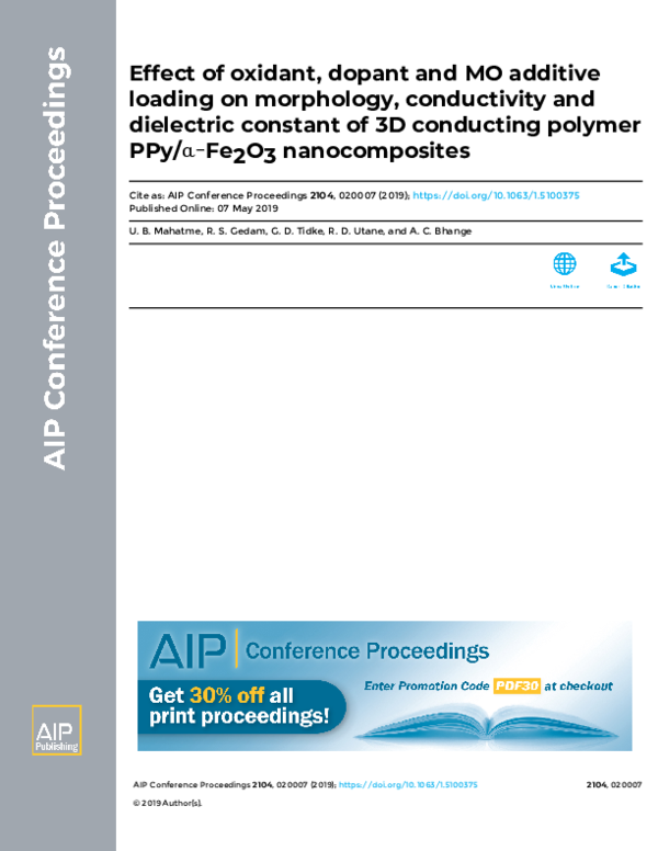 (PDF) Effect of oxidant, dopant and MO additive loading on morphology ...