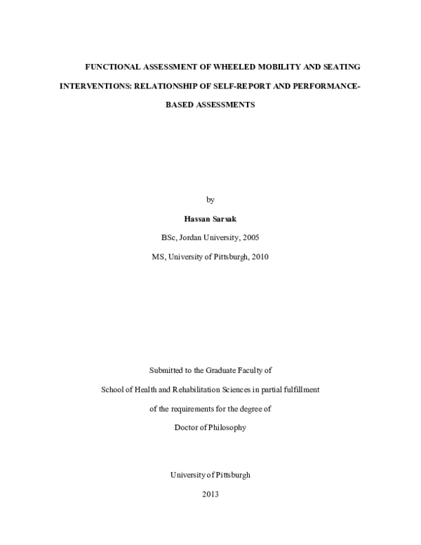 (PDF) Functional Assessment of Wheeled Mobility and Seating ...