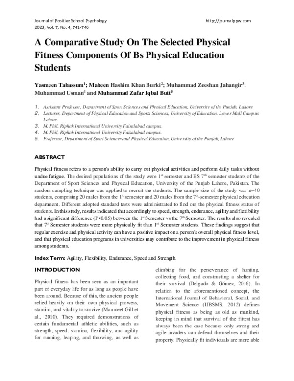 (PDF) A Comparative Study On The Selected Physical Fitness Components ...