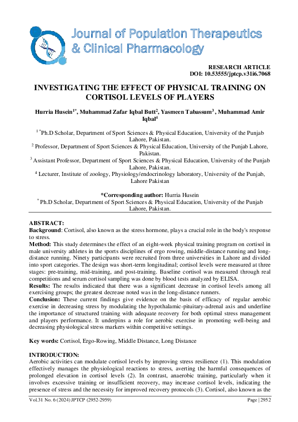 (PDF) INVESTIGATING THE EFFECT OF PHYSICAL TRAINING ON CORTISOL LEVELS ...