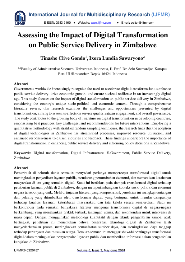 (PDF) Assessing the Impact of Digital Transformation on Public Service ...
