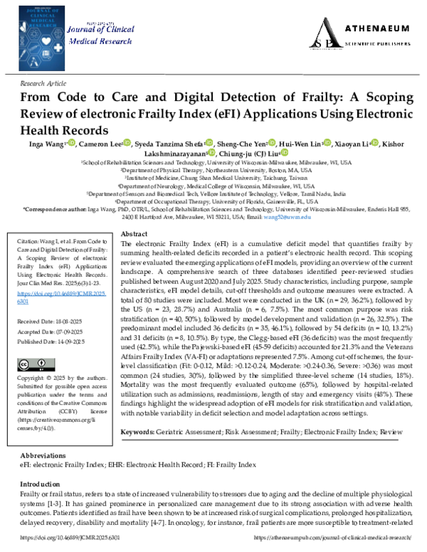 (PDF) From Code to Care and Digital Detection of Frailty: A Scoping ...