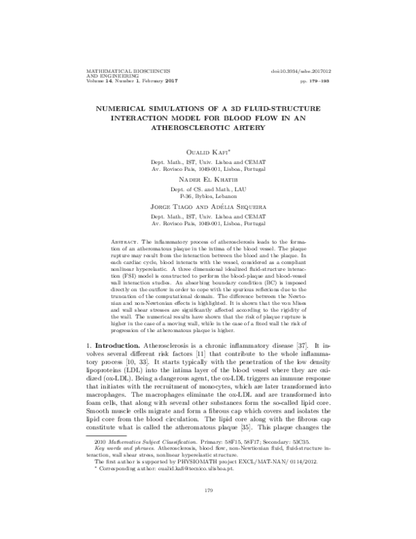 (PDF) Numerical simulations of a 3D fluid-structure interaction model ...