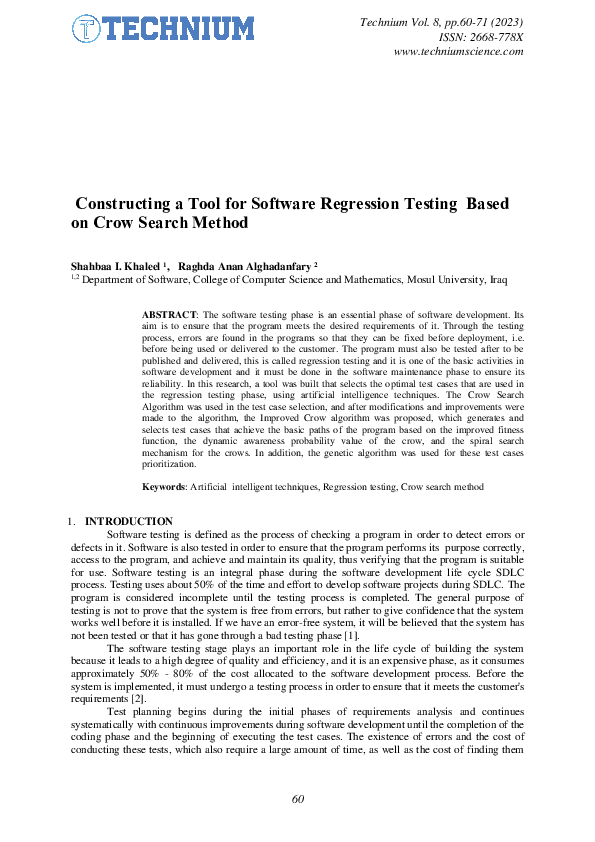 (PDF) Constructing a Tool for Software Regression Testing Based on Crow ...