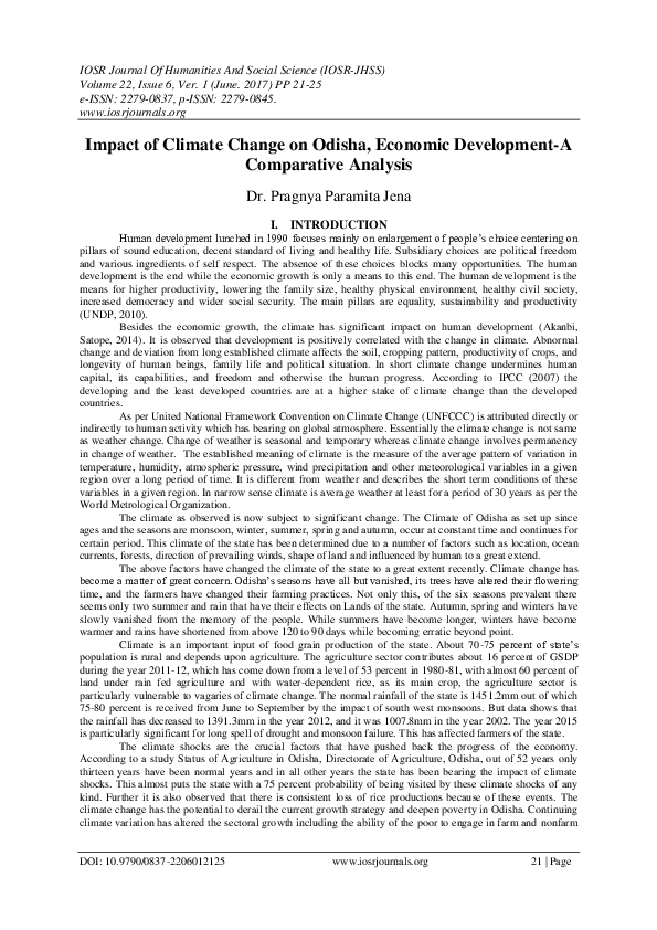 (PDF) Impact of Climate Change on Odisha, Economic Development-A ...