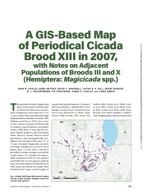 (PDF) A GIS-Based Map of Periodical Cicada Brood XIII in 2007, with ...