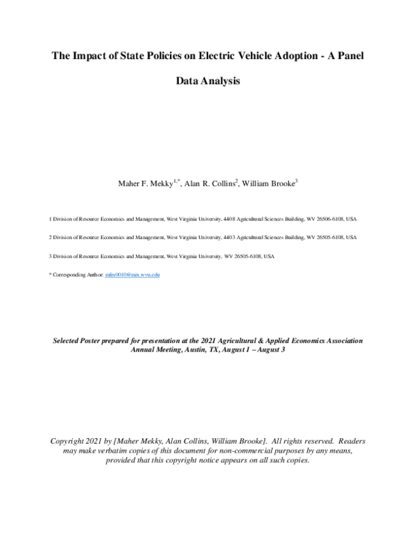 (PDF) The Impact of State Policies on Electric Vehicle Adoption -A ...