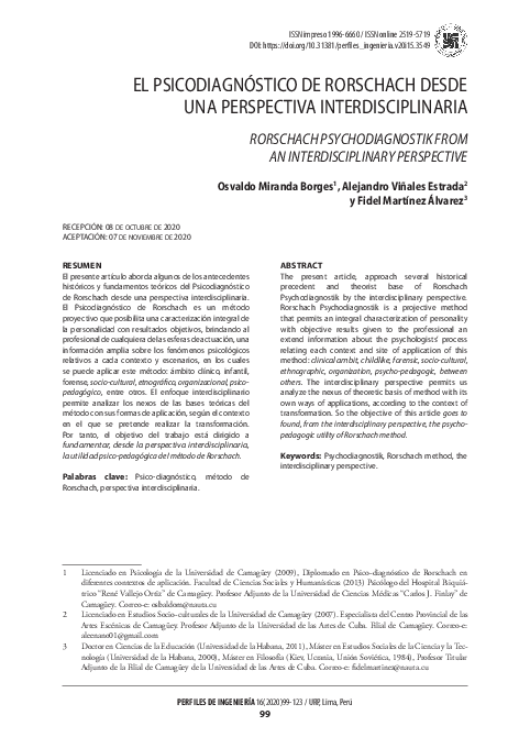(PDF) El psicodiagnóstico de Rorschach desde una perspectiva ...