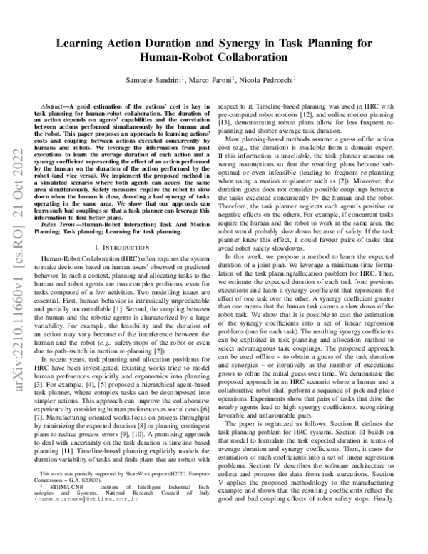 (PDF) Learning Action Duration and Synergy in Task Planning for Human ...
