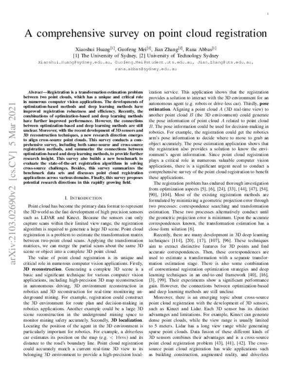 (PDF) A comprehensive survey on point cloud registration