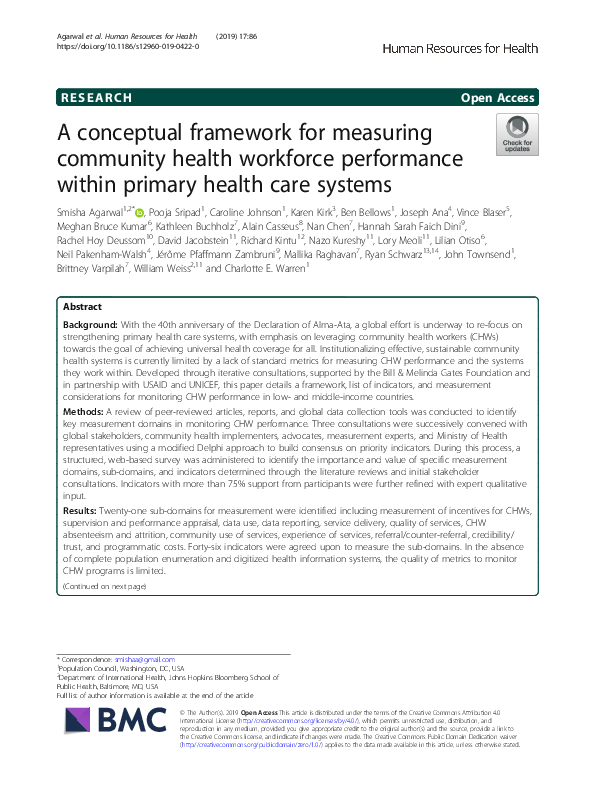 (PDF) A conceptual framework for measuring community health workforce ...