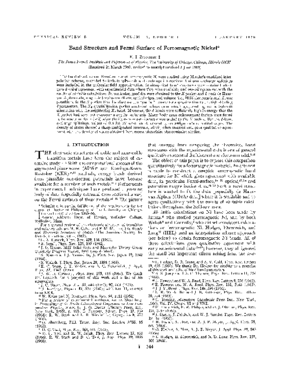 (PDF) Band Structure and Fermi Surface of Ferromagnetic Nickel