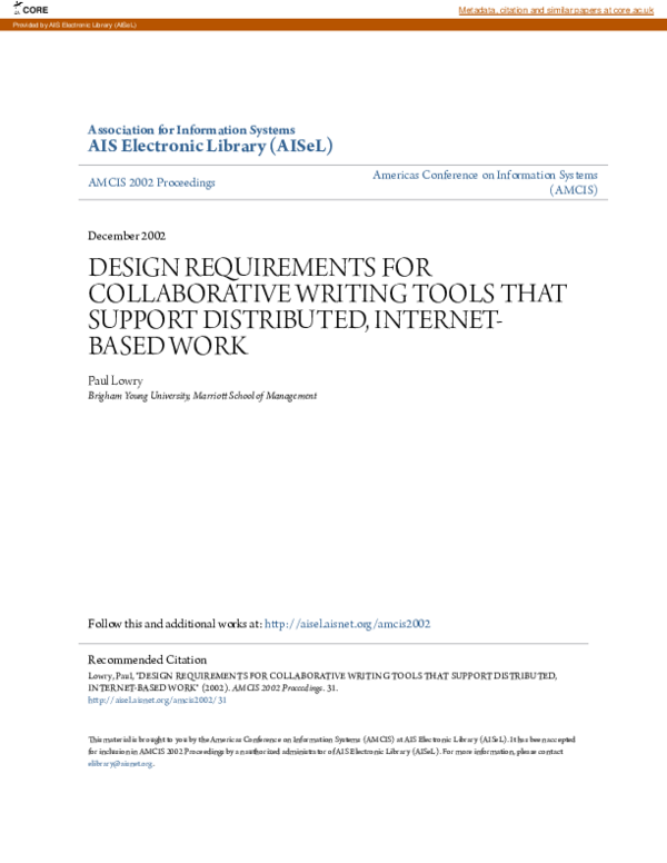 (PDF) Design Requirements for Collaborative Writing Tools for ...