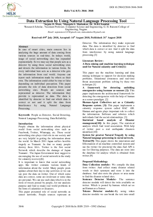 (PDF) Data Extraction by Using Natural Language Processing Tool