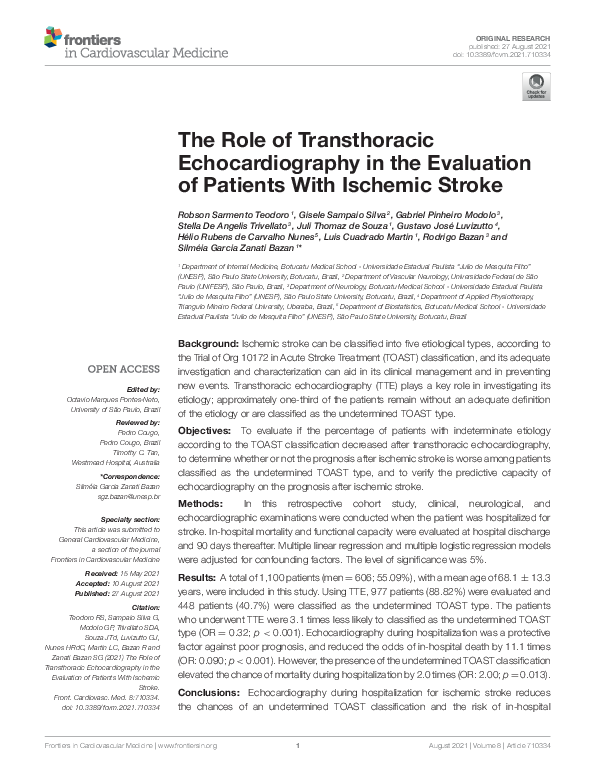(PDF) The Role of Transthoracic Echocardiography in the Evaluation of ...