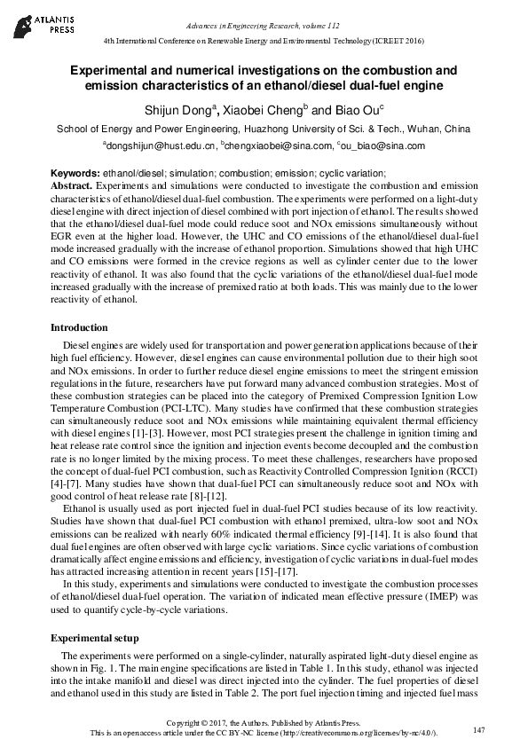 (PDF) Experimental and numerical investigations on the combustion and ...