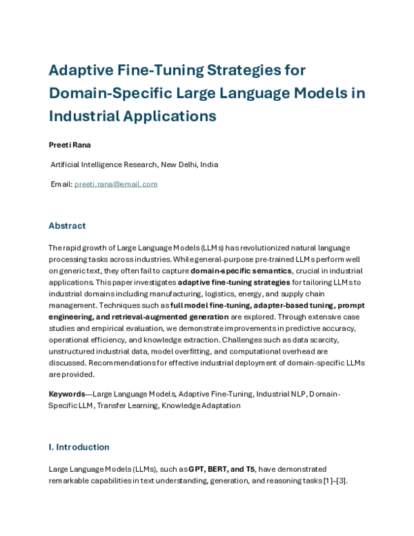 (PDF) Adaptive Fine-Tuning Strategies for Domain-Specific Large ...