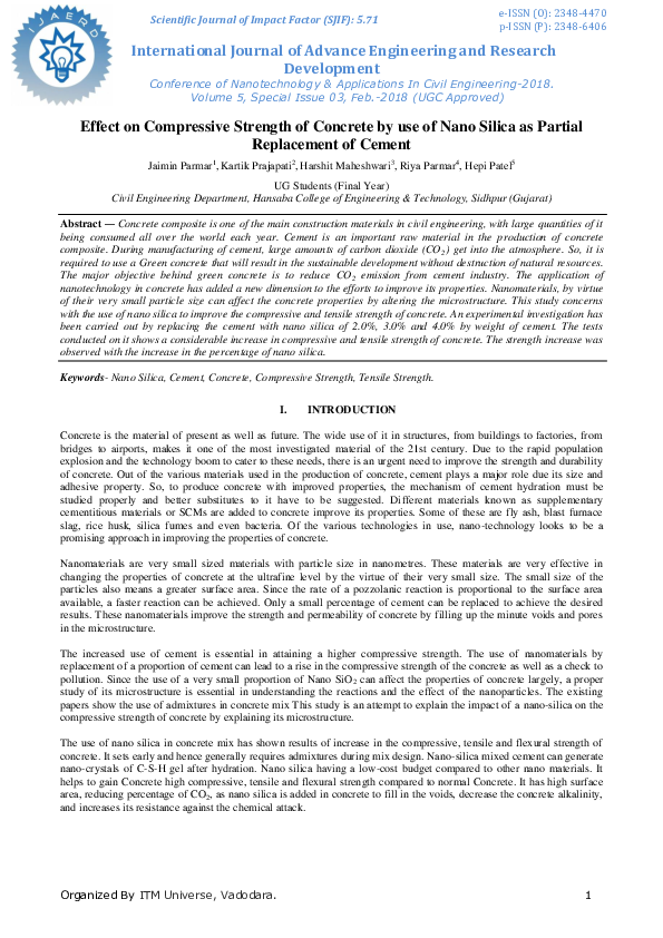 (PDF) Effect on Compressive Strength of Concrete by Use of Nano Silica ...