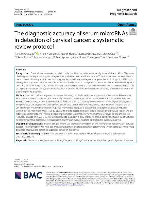 (PDF) The diagnostic accuracy of serum microRNAs in detection of ...