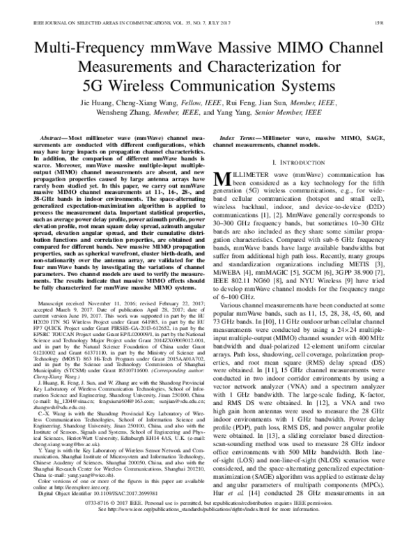 (PDF) Multi-Frequency mmWave Massive MIMO Channel Measurements and ...