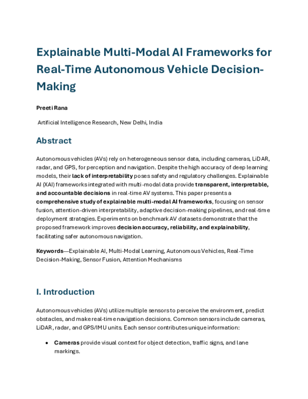 (PDF) Explainable Multi-Modal AI Frameworks for Real-Time Autonomous ...