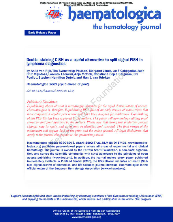(PDF) Double staining CISH as a useful alternative to split-signal FISH ...