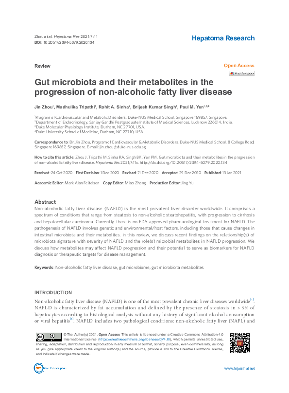 (PDF) Gut microbiota and their metabolites in the progression of non ...
