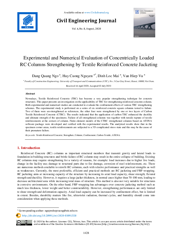 (PDF) Experimental and Numerical Evaluation of Concentrically Loaded RC ...