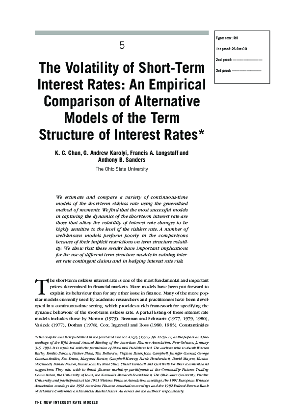 (PDF) The Volatility of Short-Term Interest Rates: An Empirical ...