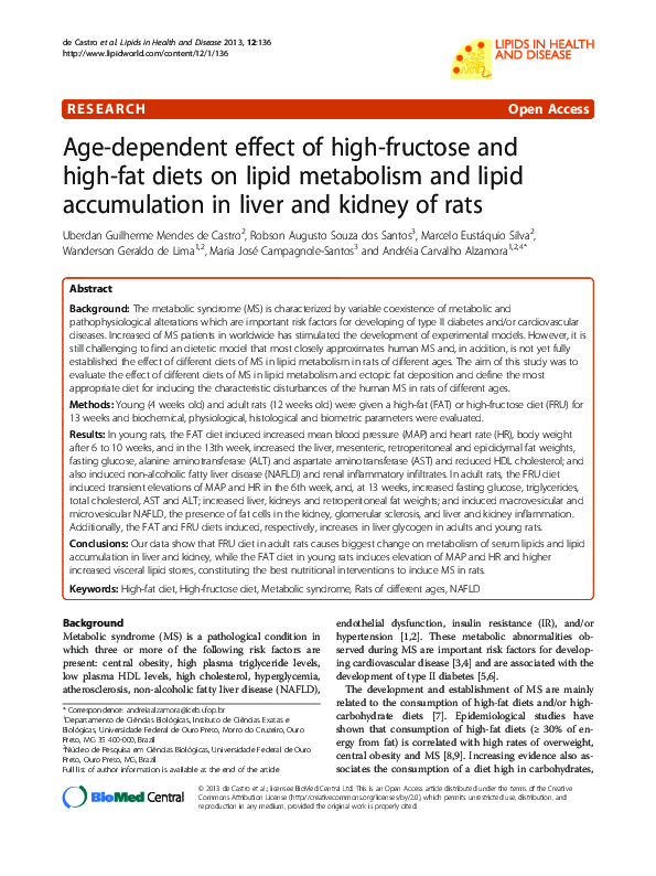 (PDF) Age-dependent effect of high-fructose and high-fat diets on lipid ...