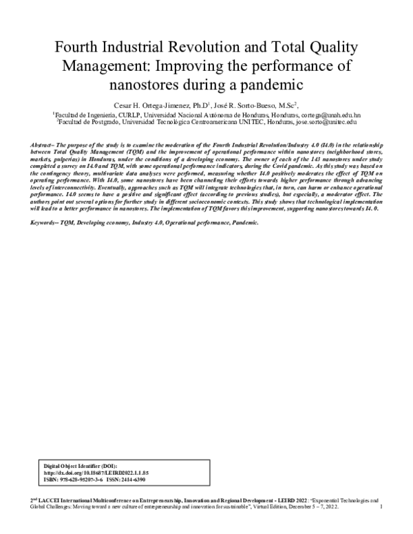 (PDF) Fourth Industrial Revolution and Total Quality Management ...