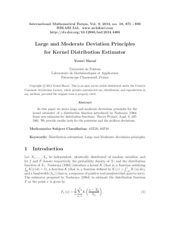 (PDF) Large and moderate deviation principles for kernel distribution ...