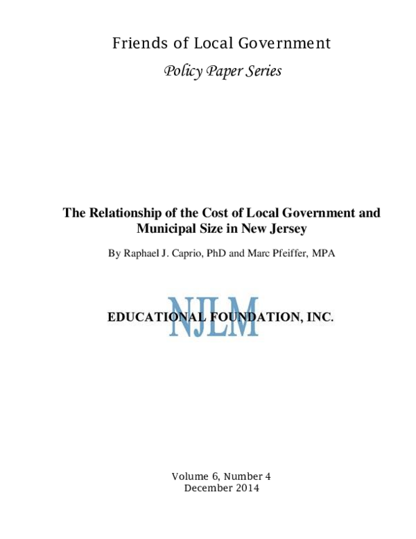 (PDF) The Relationship of the Cost of Local Government and Municipal ...