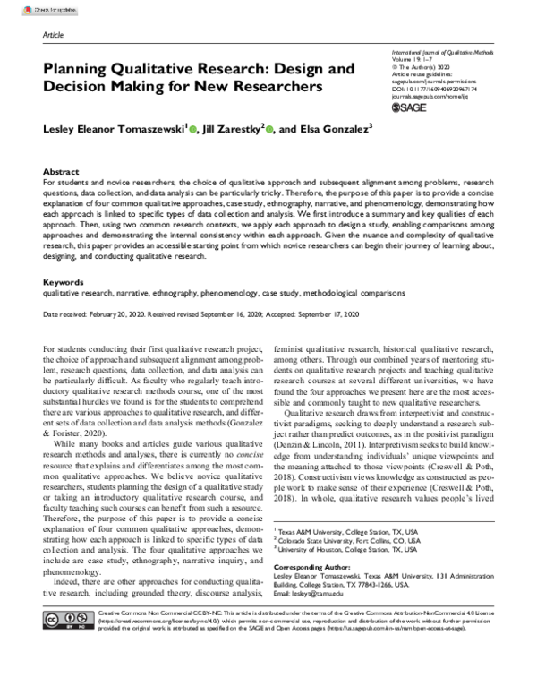 (PDF) Planning Qualitative Research: Design and Decision Making for New ...
