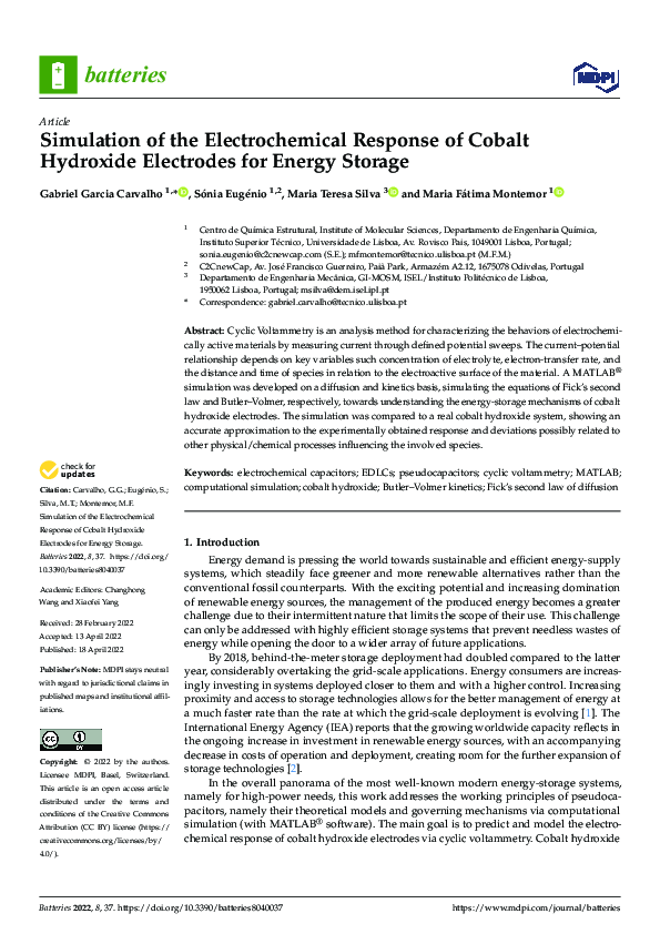 (PDF) Simulation of the Electrochemical Response of Cobalt Hydroxide ...