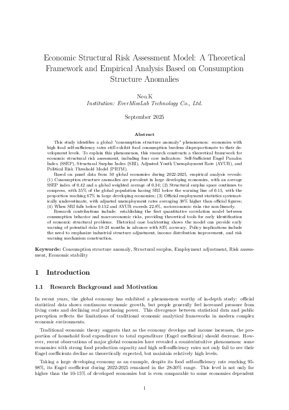 (PDF) Economic Structural Risk Assessment Model: A Theoretical ...