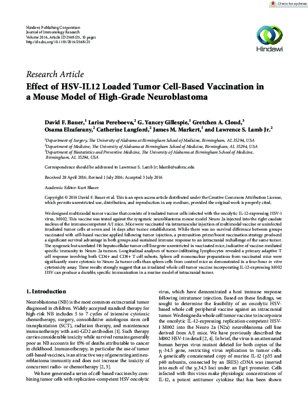 (PDF) Effect of HSV-IL12 Loaded Tumor Cell-Based Vaccination in a Mouse ...