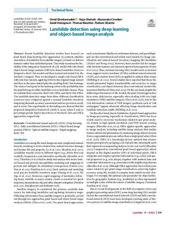 (PDF) Landslide detection using deep learning and object-based image ...