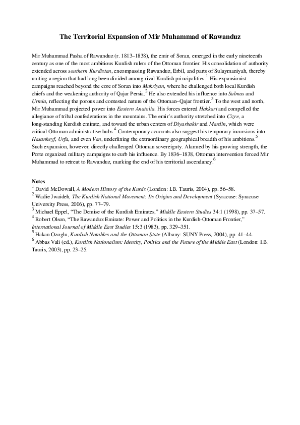 (PDF) The Territorial Expansion of Mir Muhammad of Rawanduz