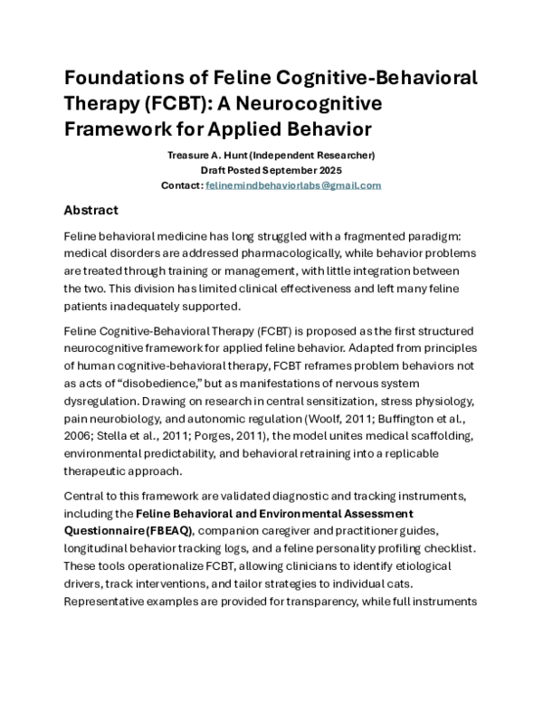 Image showcasing (PDF) Foundations of Feline Cognitive-Behavioral Therapy (FCBT): A ...