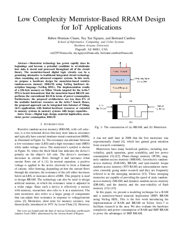 (PDF) Low Complexity Memristor-Based RRAM Design for IoT Applications