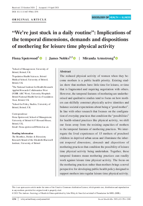(PDF) “We’re just stuck in a daily routine”: Implications of the ...